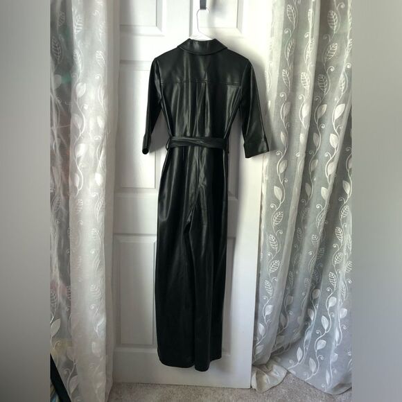 APT. 9 Cara Santana Women Faux Leather Jumpsuit Women sz XS buttons front belt - Picture 11 of 11